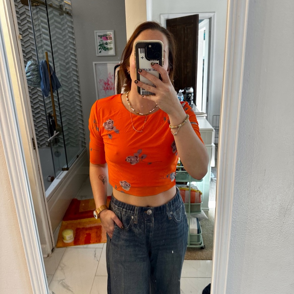 Ganni Floral Crop Top
